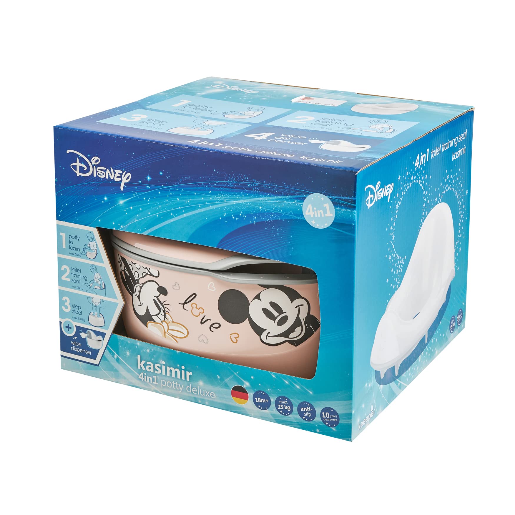 keeeper Minnie Nocnik dziecięcy deluxe 4 w 1, Nocnik + Nakładka sedesowa + Taboret + Dozownik na chusteczki nawilżane, Od ok. 18 miesięcy do ok. 4 lat, Kasimir, Różowy
