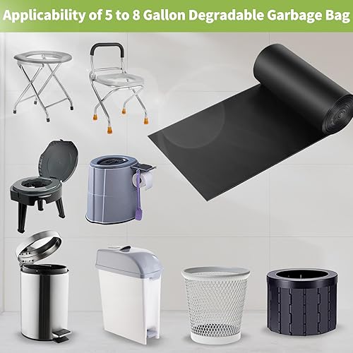 Miniatura 2 de Bolsas de inodoro portátiles ultra fuertes, 100 unidades, forro de cubo de 5 a 8 galones, bolsas de inodoro biodegradables gruesas para acampar para