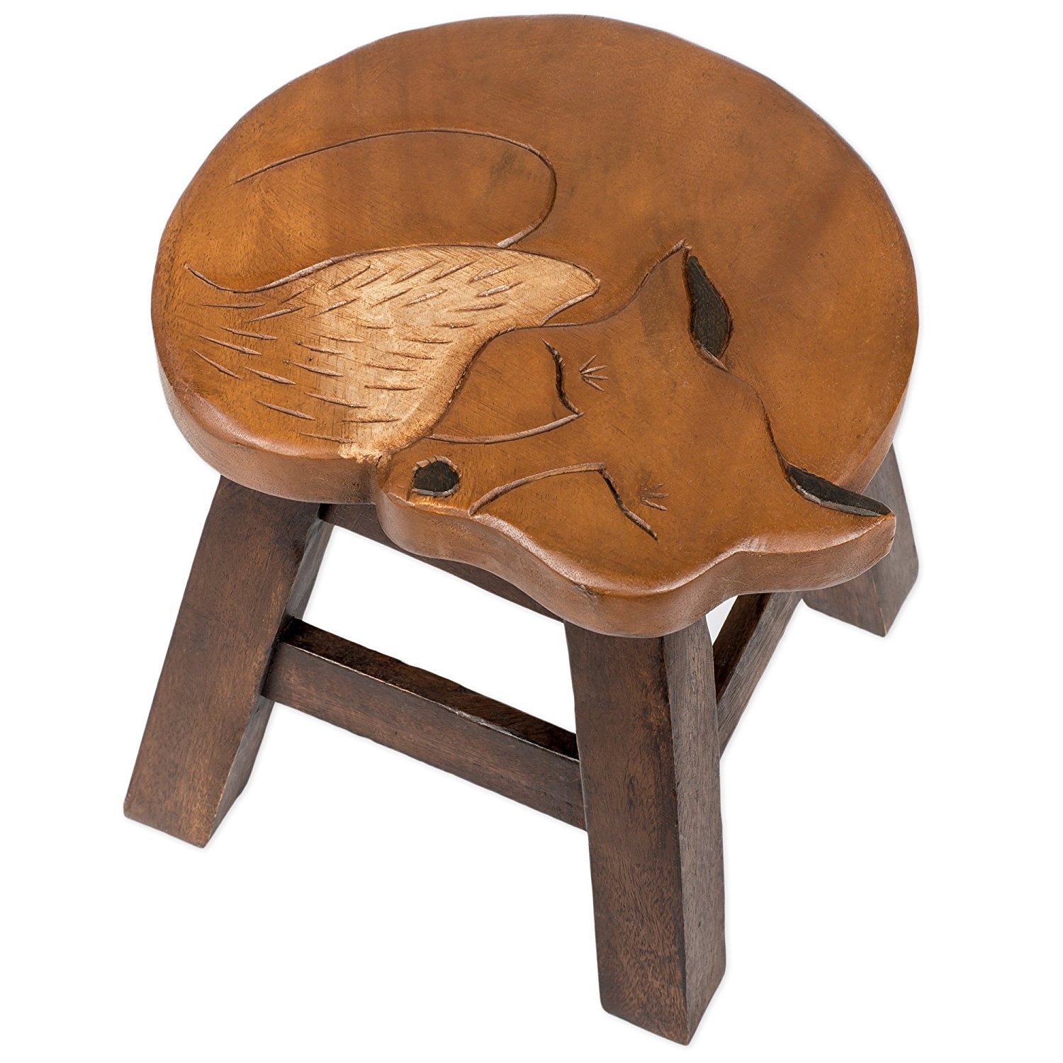 Sea Island Imports, Inc.Fox Design Hand Carved Acacia Hardwood Decorative Short Stool