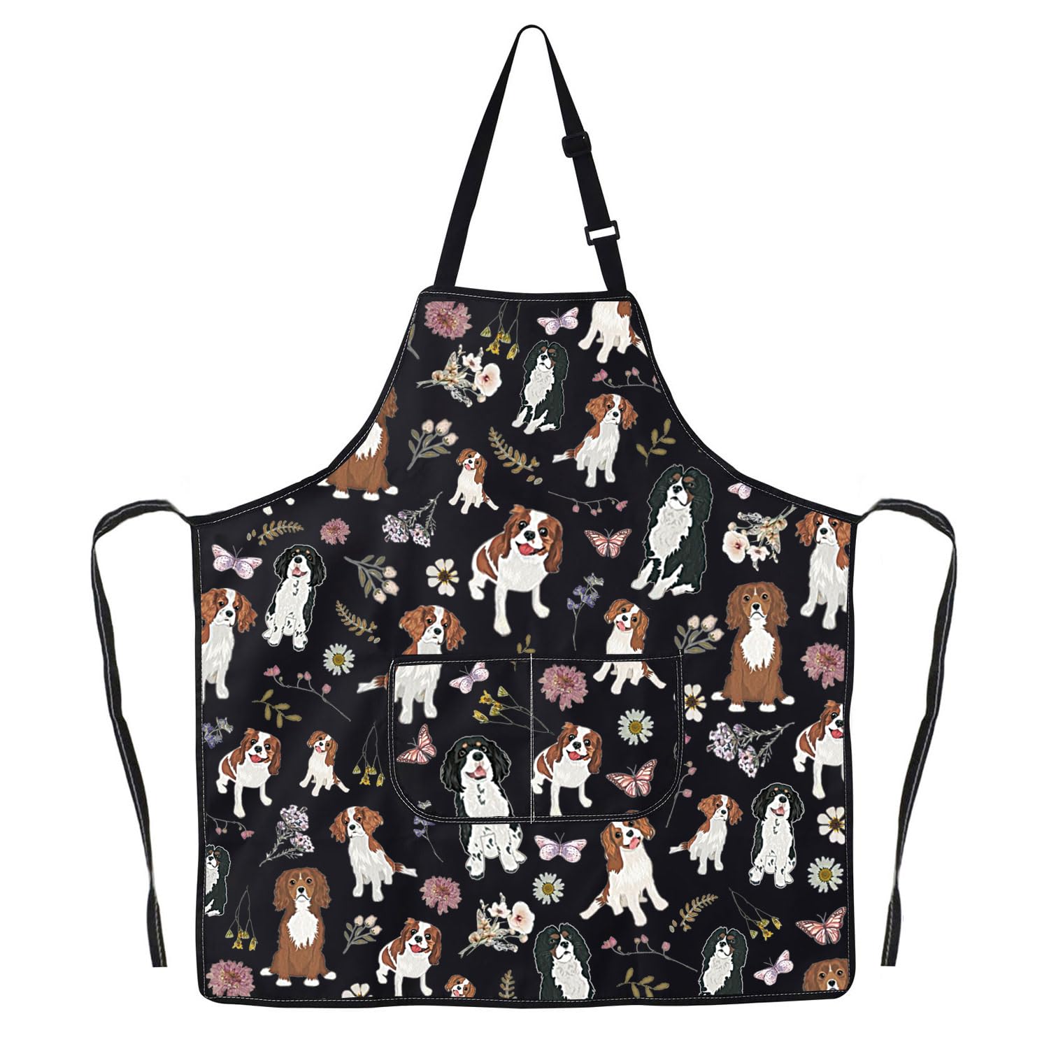MYSOMY Cavalier King Charles Spaniel Apron Cavalier King Charles Gifts Cavalier King Charles Spaniel Cooking Apron (Blacktan dog ap UK1)