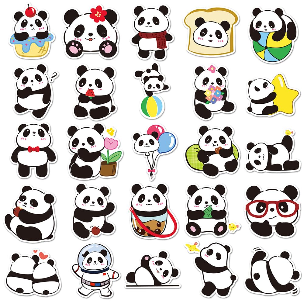 Lovely Panda Vinyl Stickers, 50 PCS Waterproof Cartoon Animal Decals for Laptops Scrapbooking, Journals, Notebooks - Image 3