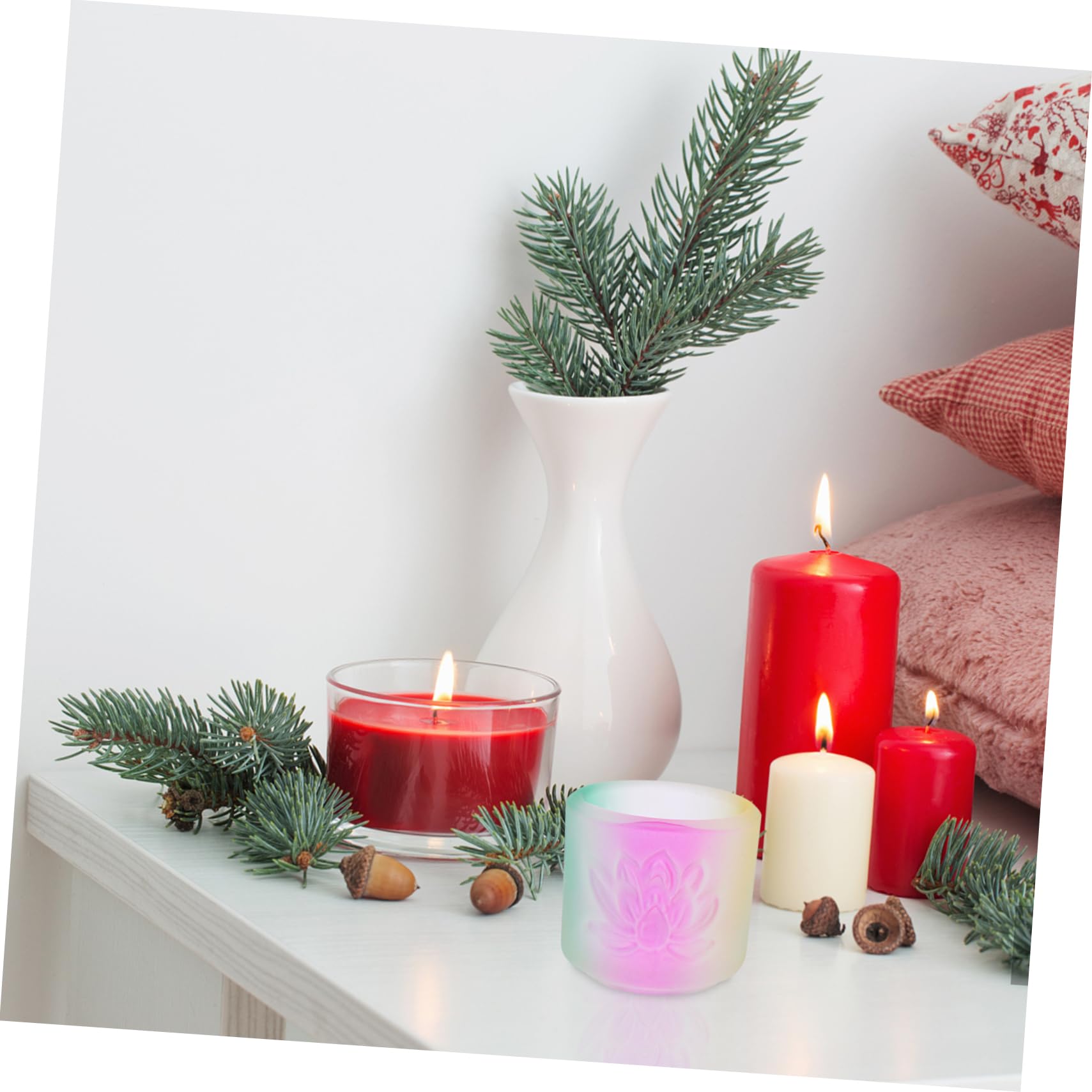 MOLUCKFU Water Cup Chinese Decor Clear Drinking Cups Lotus Decor Multi-function Altar Cup Multi-function Buddha Cup Devotional Bowl Pagan Offering Bowl Holy Water Bowl Ritual Colorful Glass