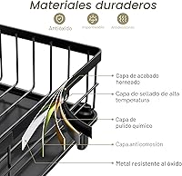 Vista 5 de SNTD Escurridor de Platos - Escurridor de Platos Pequeño para Encimera de Cocina, Escurridor de Platos de Acero Inoxidable con Soporte para Negro