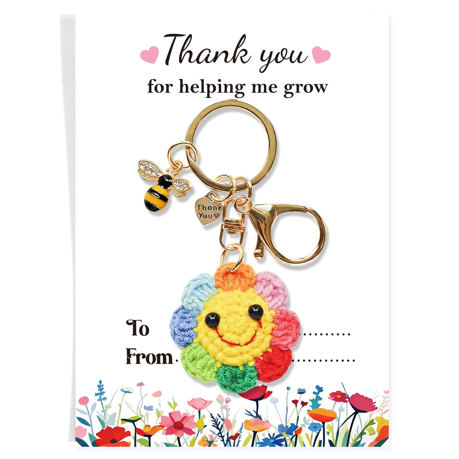 Verneo Women's Sunflower Thank You Gifts For Cute Keychain Appreciation Gifts, Funny Teacher Gifts For Valentines Day Birthday Graduation Christmas, Small Leaving Gifts For Teacher Coworker Colleagues (Sunflower)