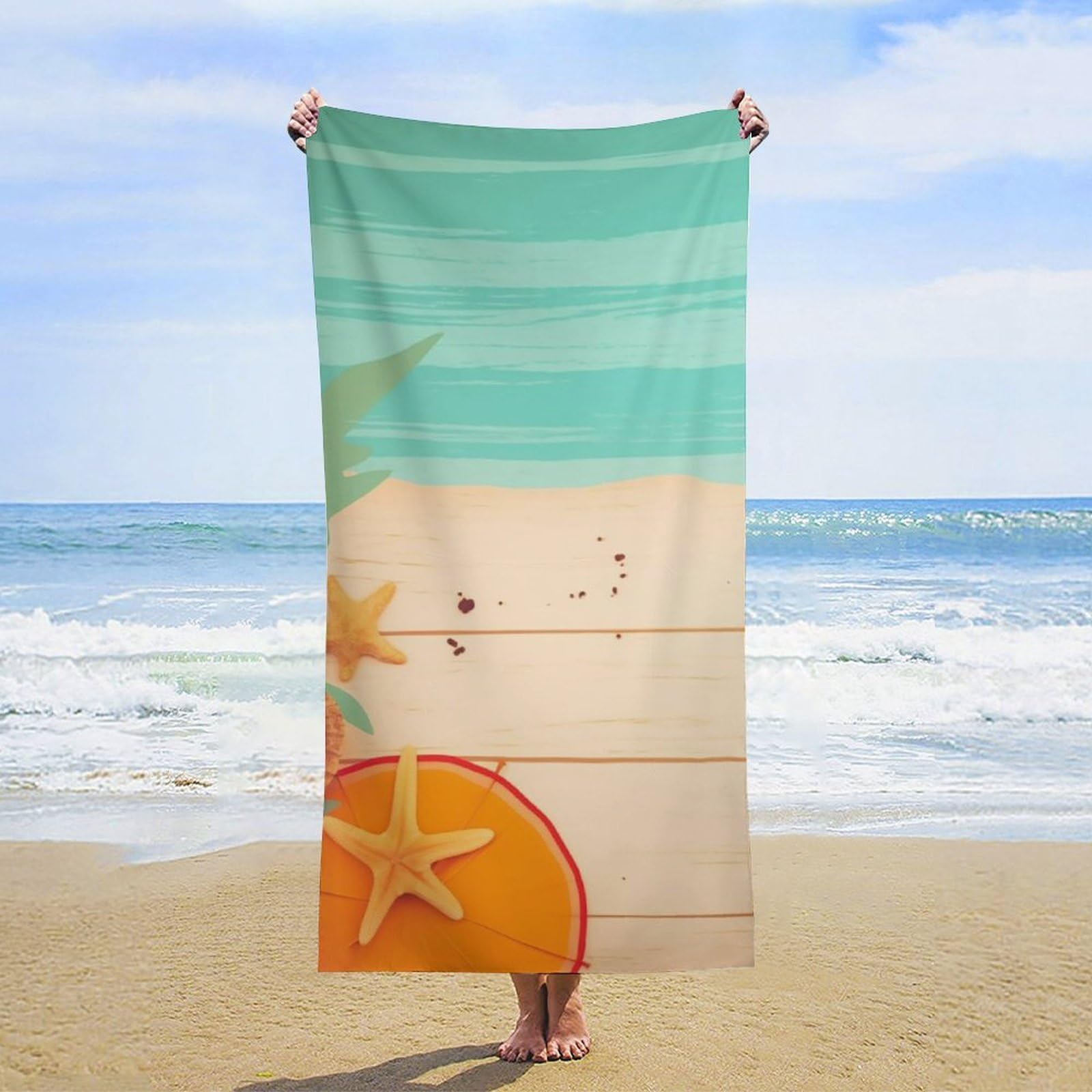 NTVOWPZO Summer Background Beach Towel Oversized Microfiber Bath Towels Lightweight Sand Proof Beach Towels Absorbent Pool Towels for Swimming Yoga Bathroom Towel 31.5" X 63"