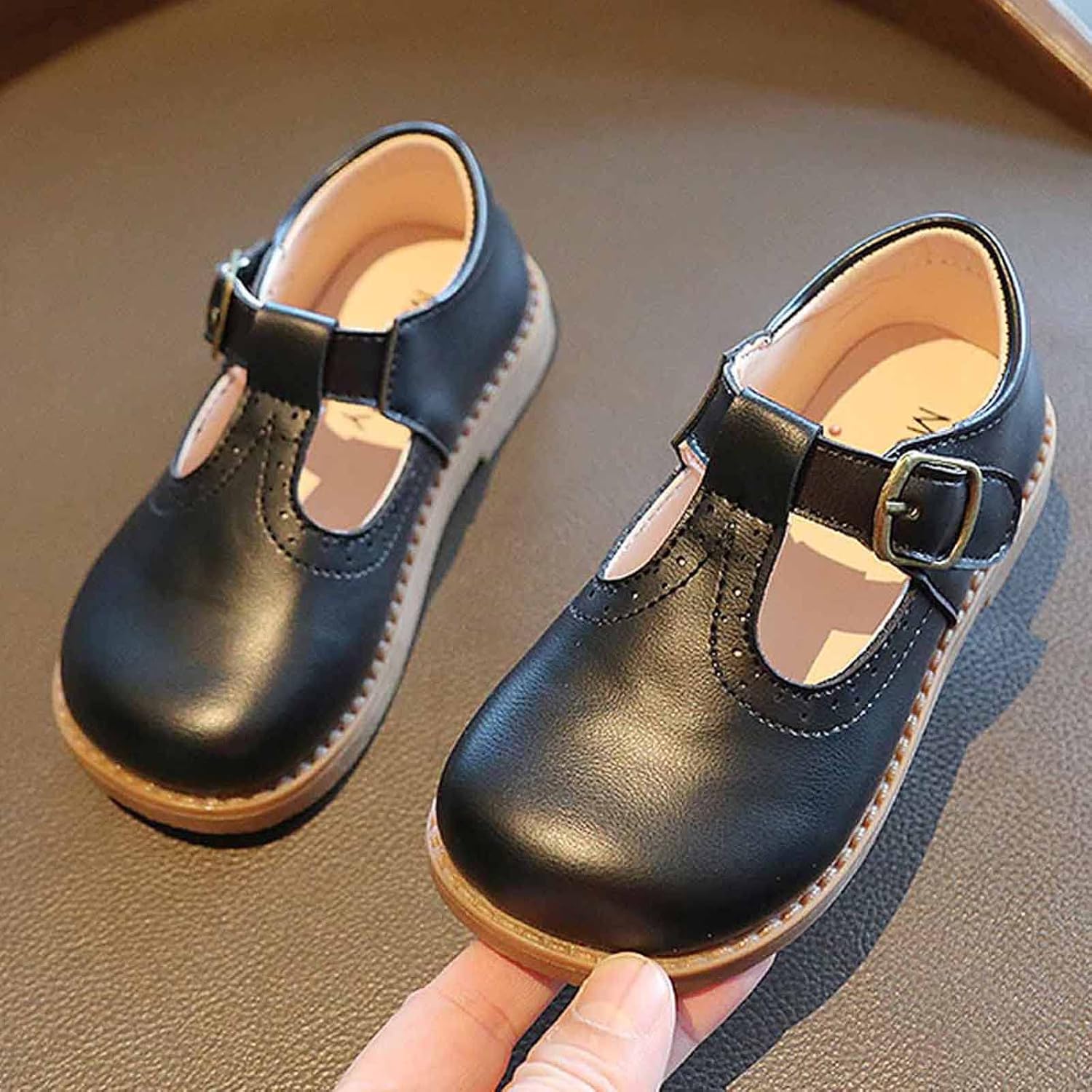 Girls Mary Jane 2026 T Strap Dress Shoes School Uniform Oxford Brogue Leather Flat Toddler Kids Comfortable Footwear