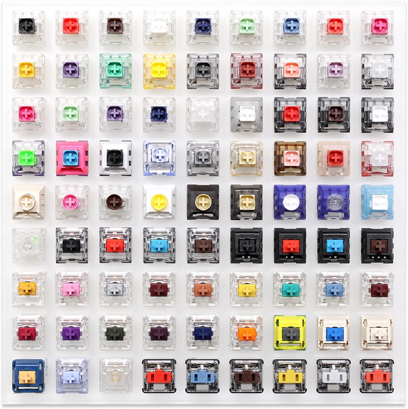 KPREPUBLIC Kailh 81 Schaltertester – Mit Acrylbasis & Leeren Tastenkappen, Zum Ausprobieren Mechanischer Switches