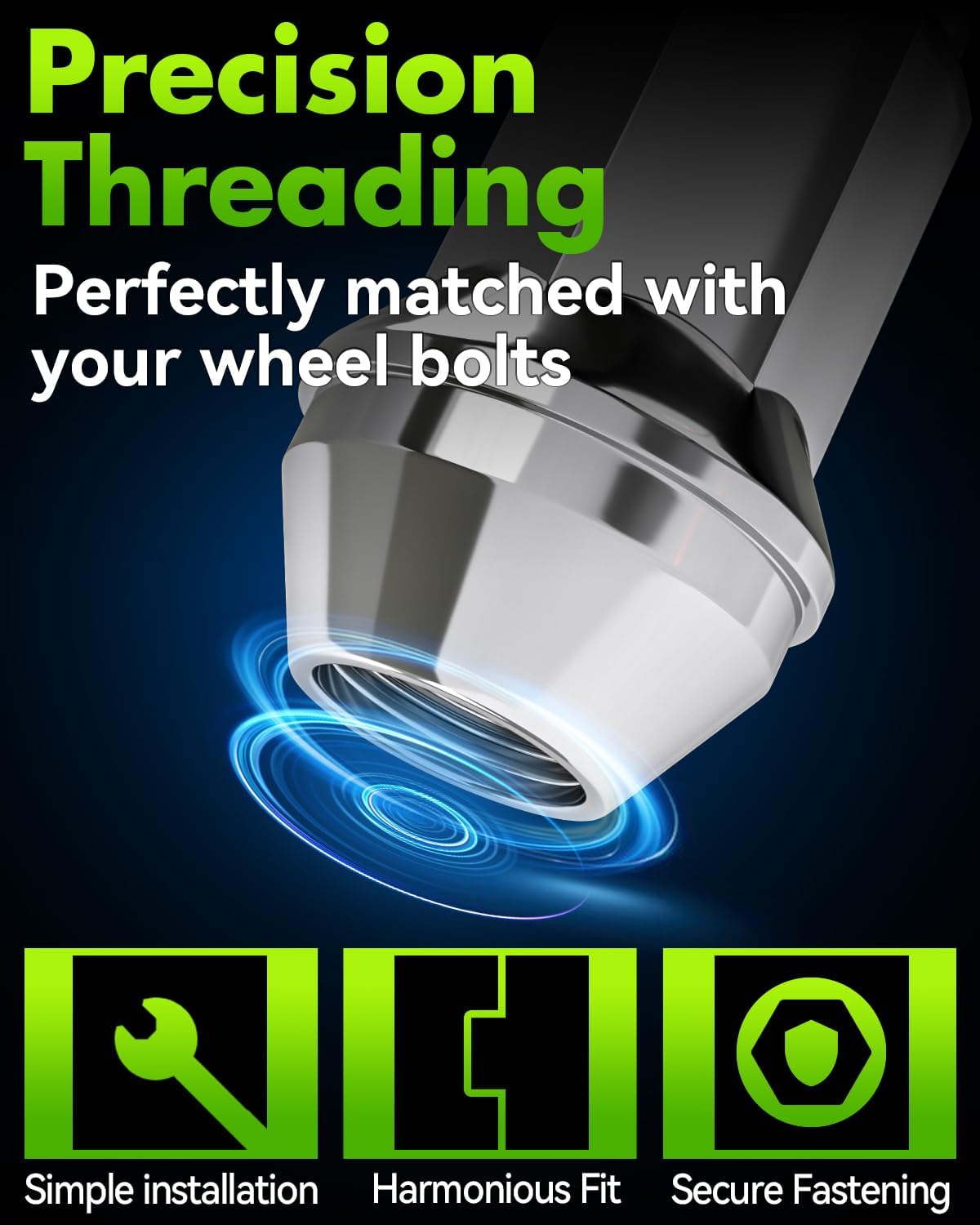 24PCS 13/16" Hex M14x2.0 Chrome OEM Factory Style Large Acorn Seat Lug Nuts for F150, Expedition, Navigator,Chrome Wheel Lug Nuts, 13/16” (21mm) Hex