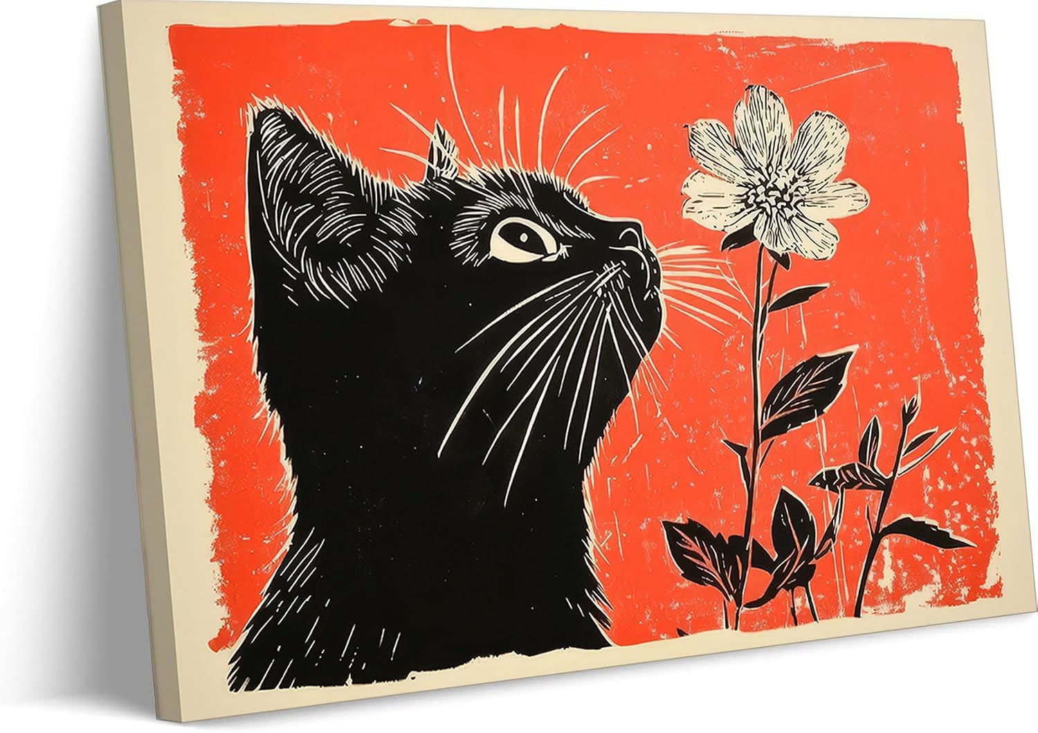 Amazon.com: Framed Vintage Black Cat Canvas Wall Art Cat Wall Decor ...