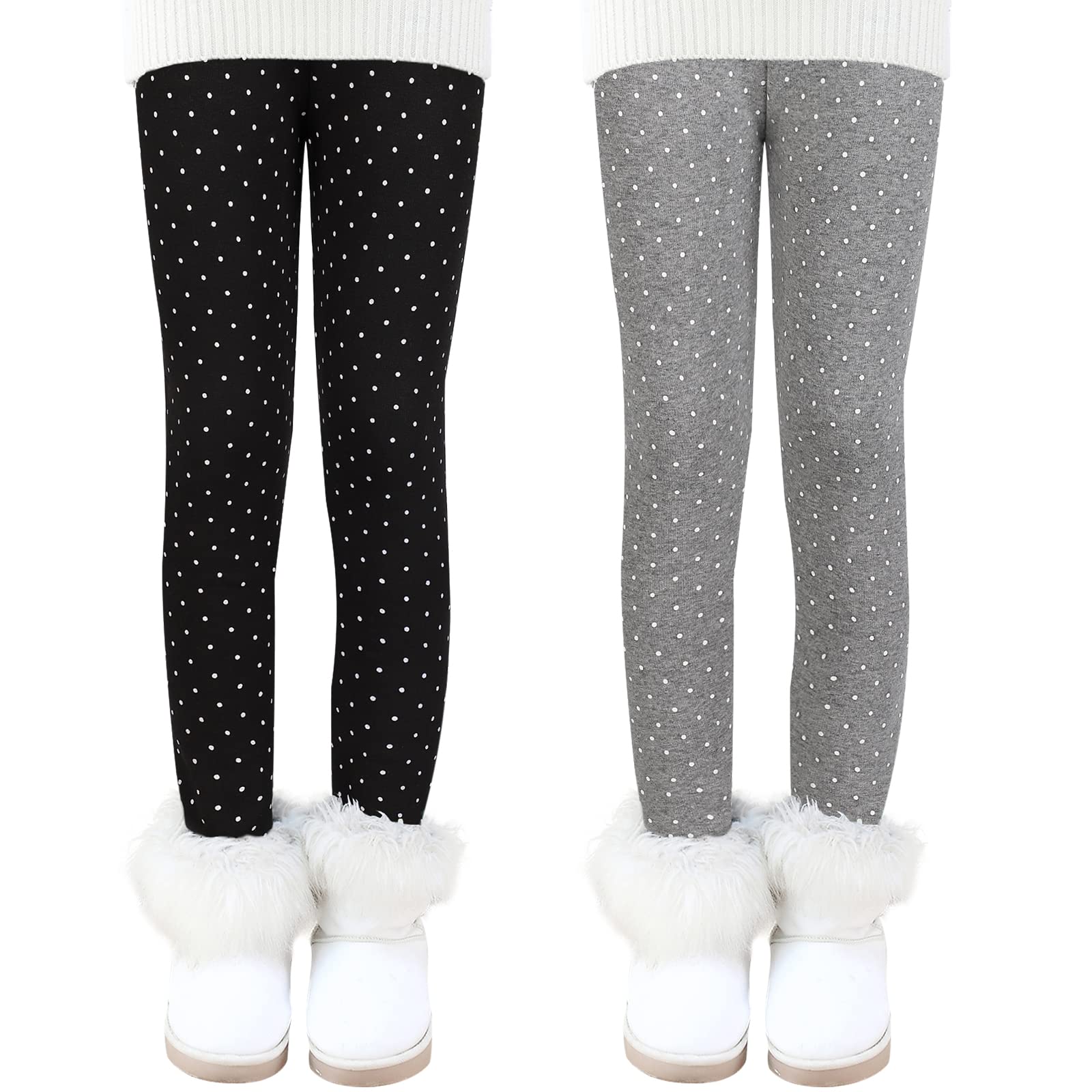 Auranso Mädchen Thermo Leggings Kinder Gefüttert Winter Thermohose 2er