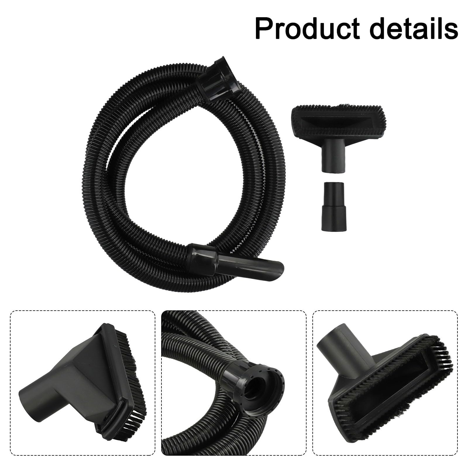EasyByMall Juego de manguera de vacío para limpiadores Numatic Henry, James, Harry y Basil, kit de repuesto negro de 2,5 m con adaptador y boquilla de succión plana