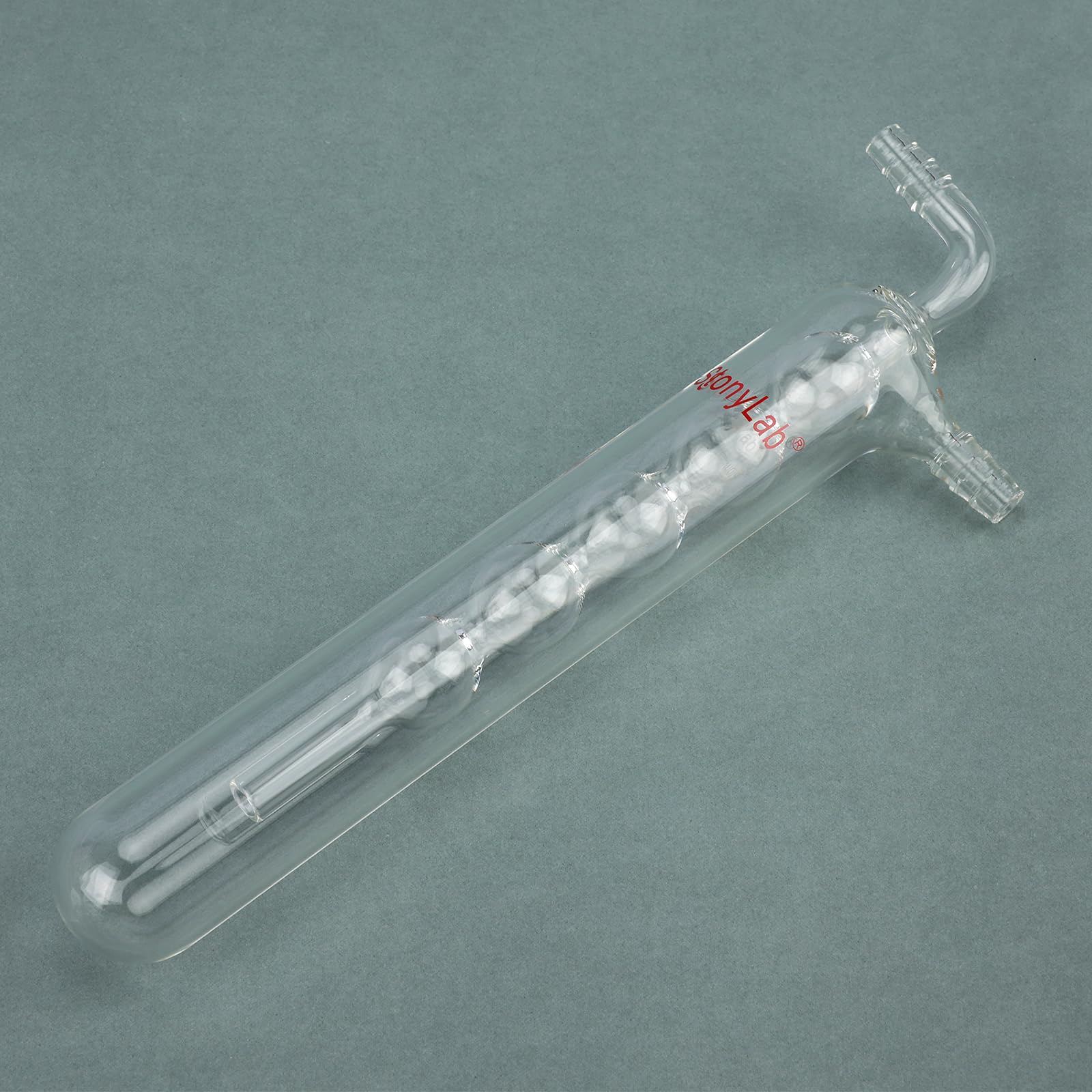 stonylab Einteilige Glas-Vakuum-Kaltfalle, 225 mm Länge, 10 mm Gezackter Schlauchanschluss, G3.3 Borosilikatglas, zum Kondensieren und Auffangen Flüchtiger Gase in Laborexperimenten