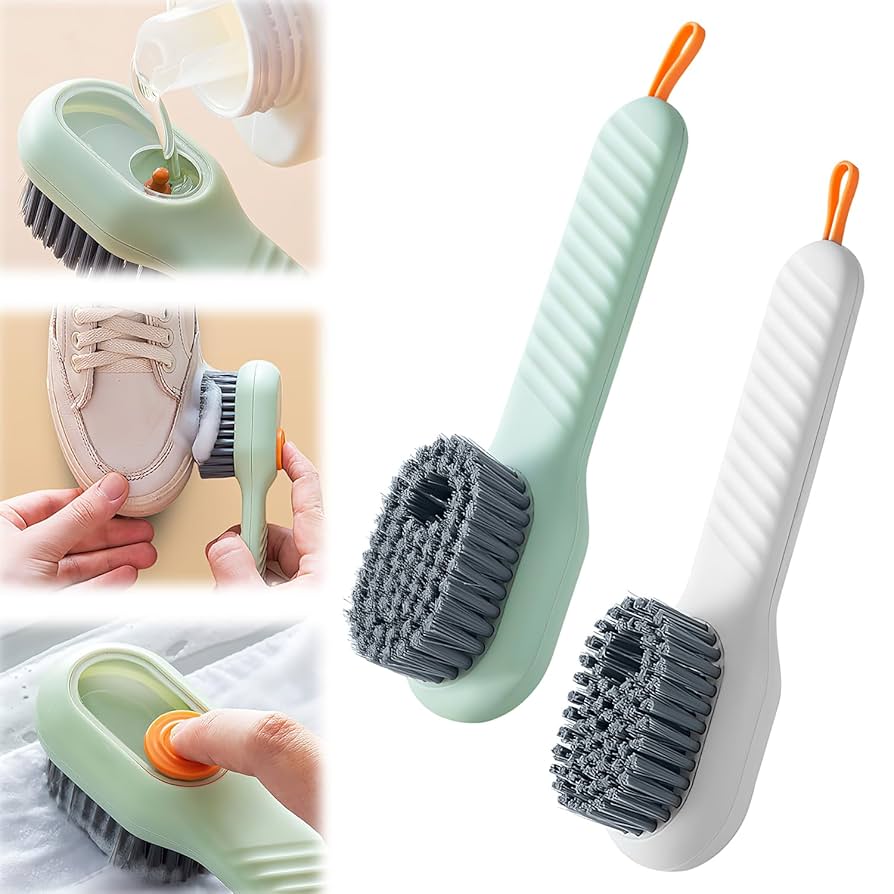 Amazon.com: Iaolose Cepillo de limpieza multifunción 2 en 1, cepillo de  limpieza con dispensador de jabón, cepillo de limpieza multifunción  inyectable (mezcla), blanco + verde, RTYU123 : Ropa, Zapatos y Joyería