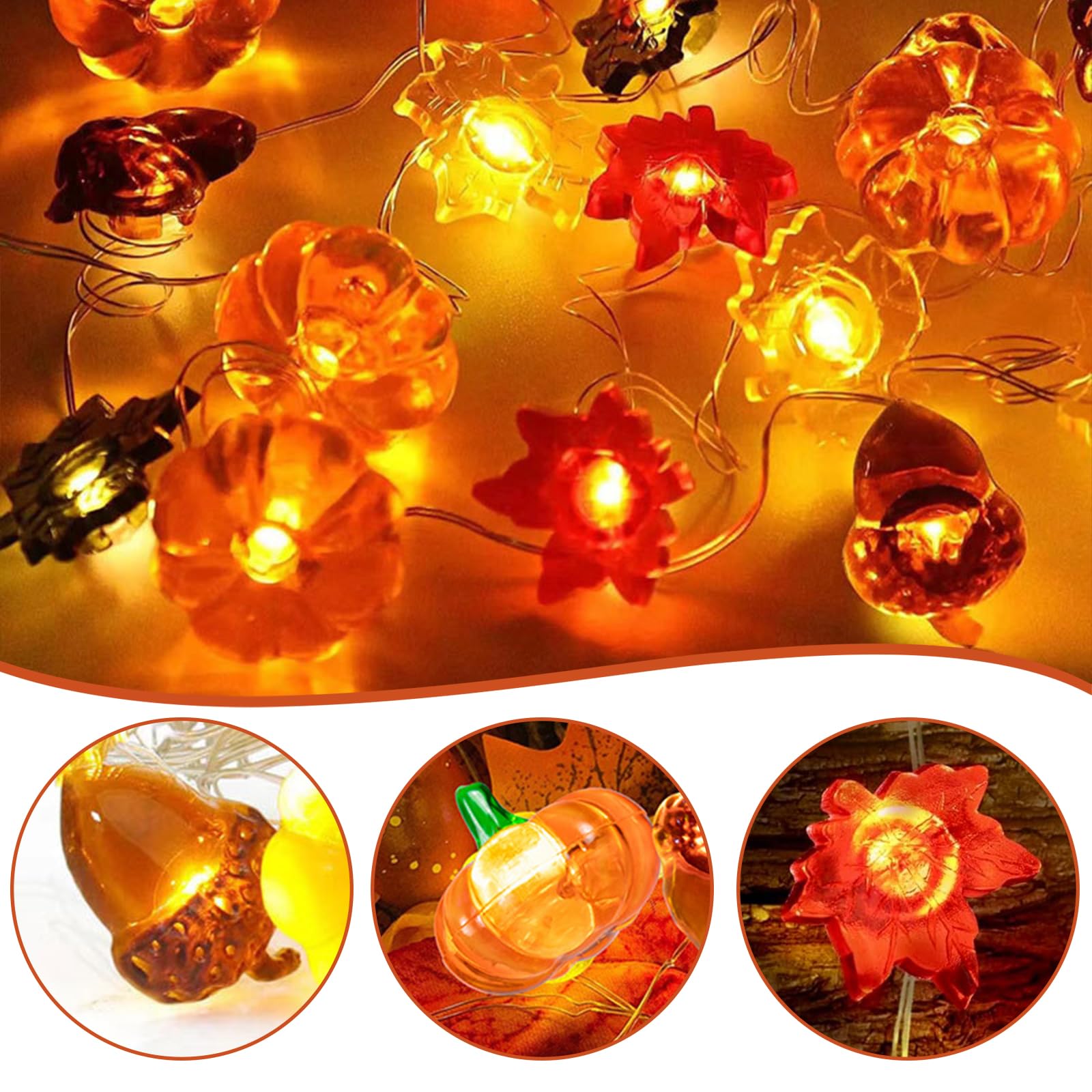 Kaleora Eicheln Lichterkette 2m - 20 LED Herbstdeko Batteriebetrieben