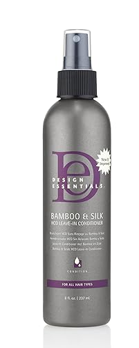 Design Essentials Acondicionador sin enjuague fortalecedor natural de bambú y seda HCO para todo tipo de cabello, 8 onzas