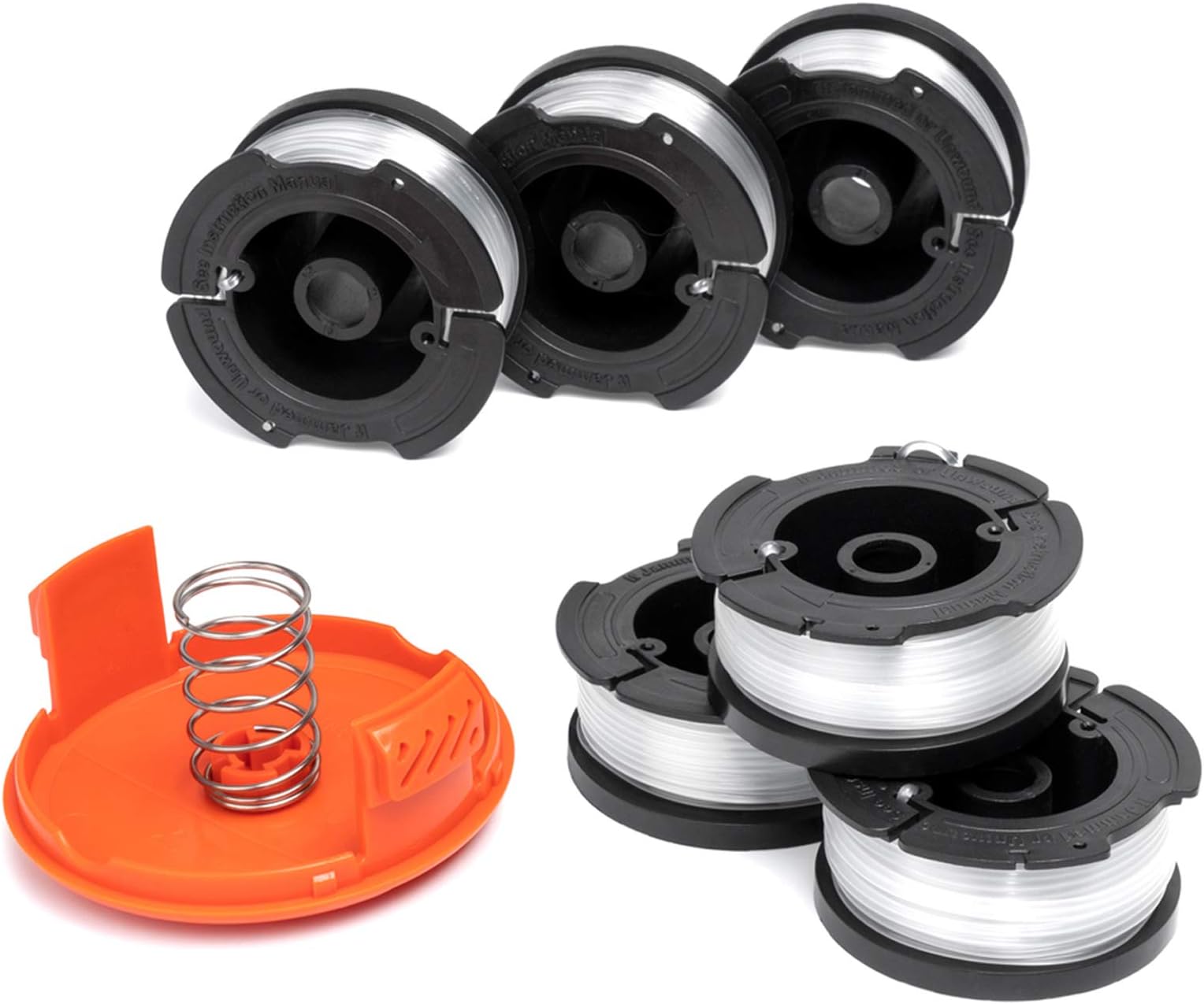 6 Pack AF-100 Weed Eater String Compatible with Black Decker Wacker String Trimmers, 6 Spools & 1 Cap