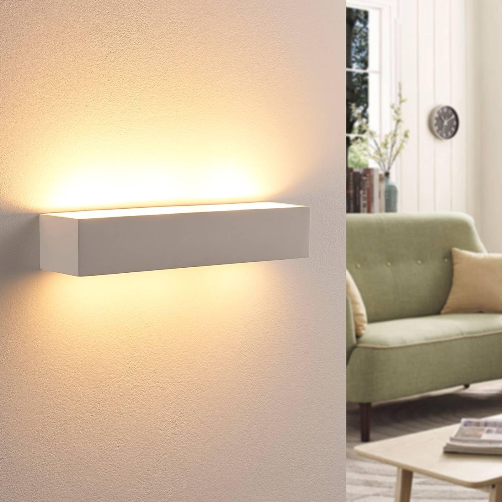 Lindby wandlamp Fioni, wit, gips, G9, 6,5 cm, overschilderbaar
