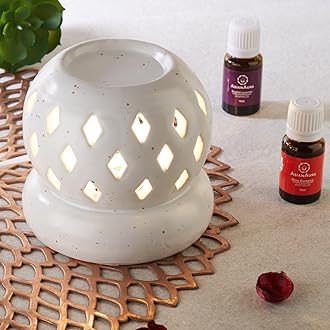 Aroma Diffuser for Home Fragrance| Aroma Burner for Aromatherapy| Home Decor| Aroma Oil Warmer Electric Ceramic Diffuser for Room Fragrance (Round 4)