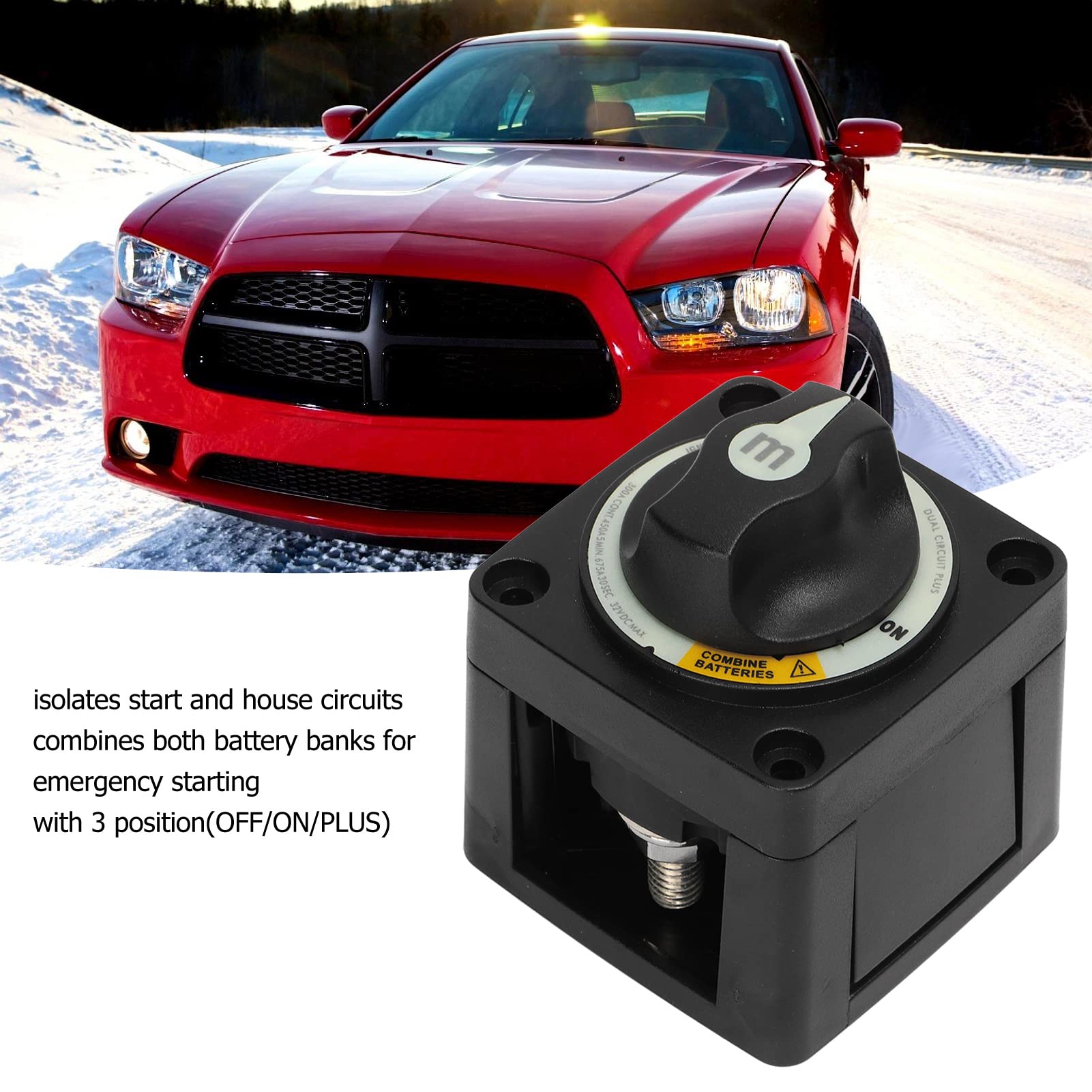 300A Heavy Duty Battery Selector Switch, 3 Position Battery Isolator Cut Off Switch, Waterproof Ignition Protection for RV Boat, Made of ABS and Tinned Copper