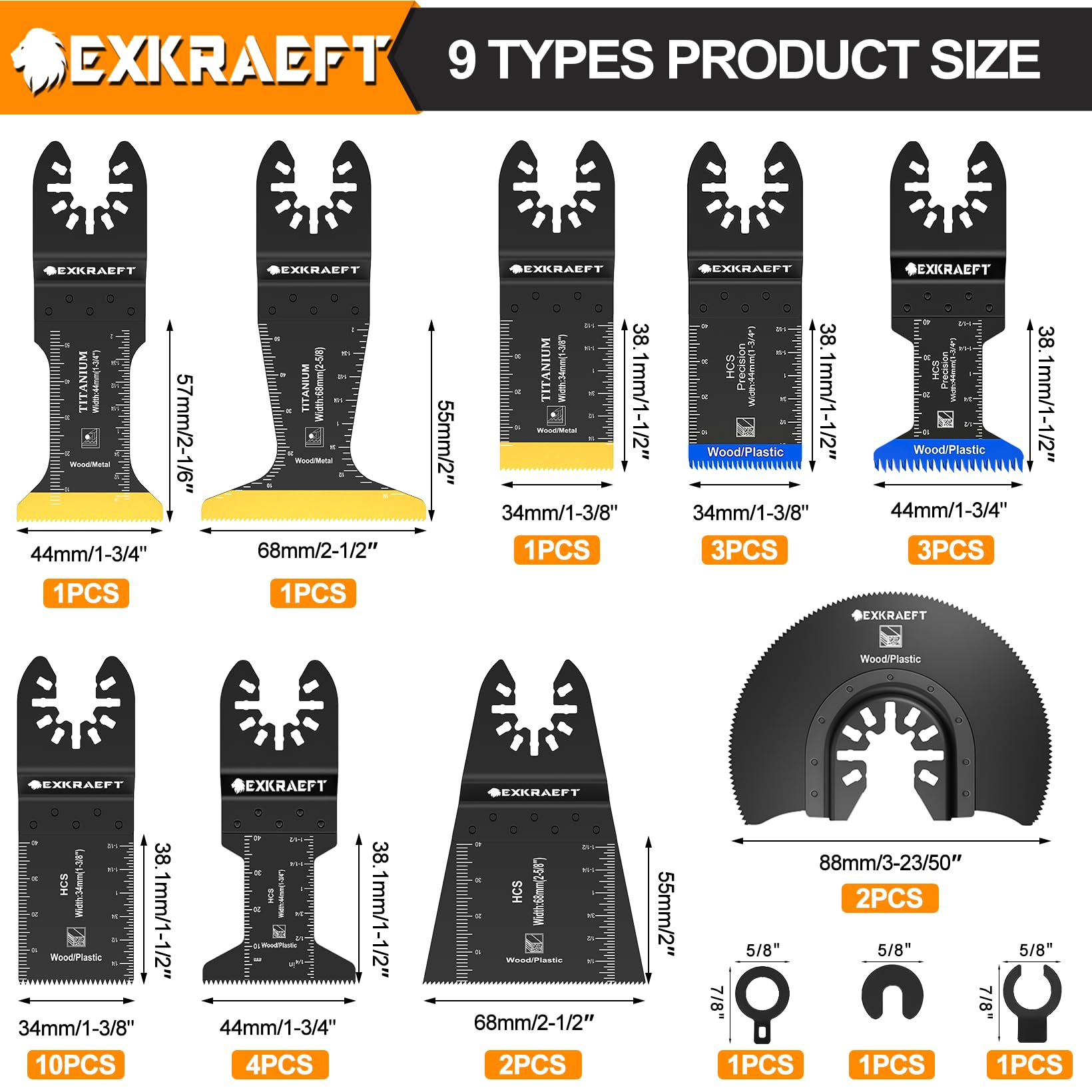 EXKRAEFT 30Pcs Multitool Blade Kits for Metal Wood and Drywall Japanese Tooth Multi Tool Blades - Image 2
