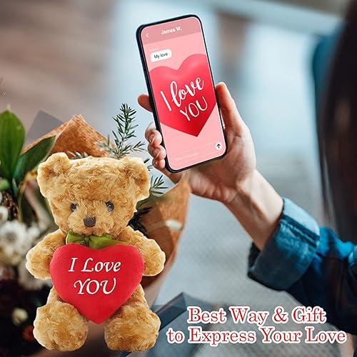 Miniatura 5 de Oso de peluche personalizado con foto y texto personalizado en corazón rojo, oso de peluche con corazón rojo como regalo Im Sorry para ella o él en