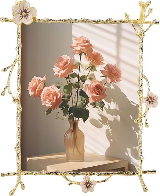 8x10 Gold Pink Flowers Picture Frame Art Decor Ornate Floral Metal Photo...