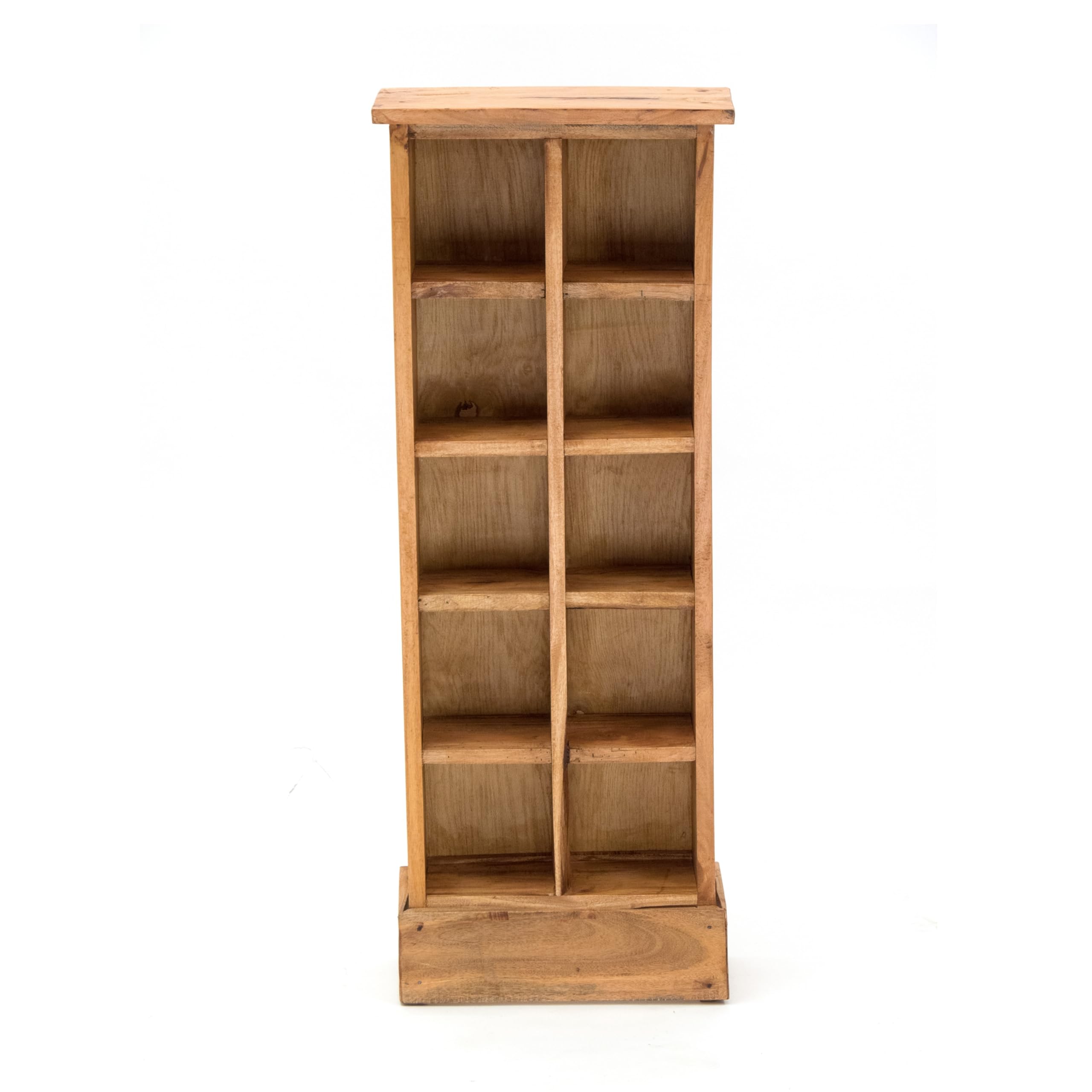 DESIGN DELIGHT Nature, scaffale rustico per libri e CD, in legno riciclato, con 10 scomparti, 94 x 36 x 17 cm (altezza x larghezza x profondità)
