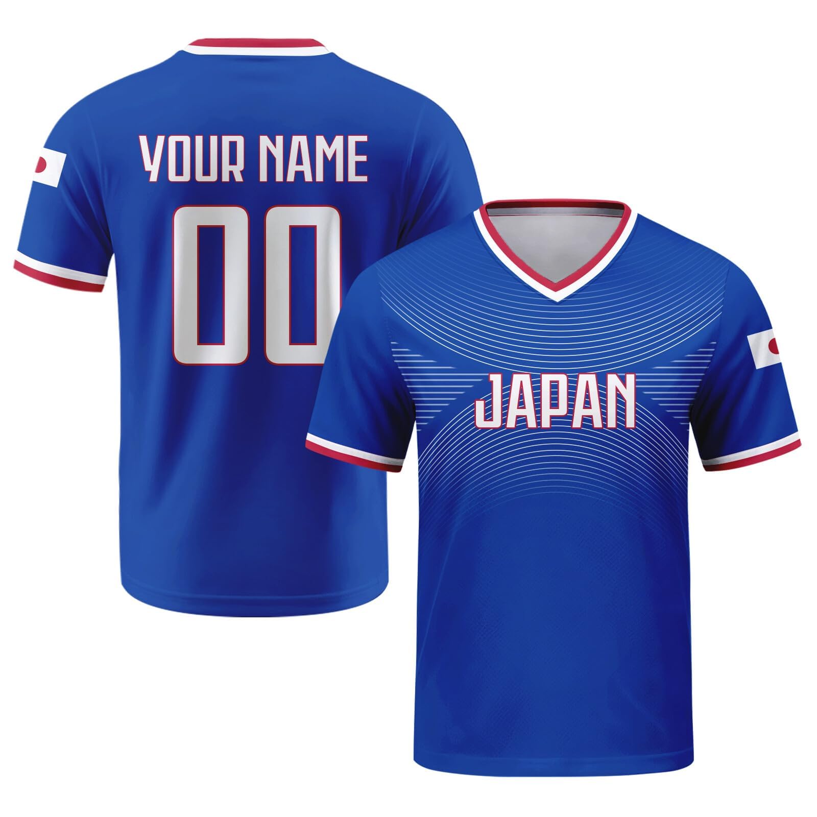 Custom Shirt Japan Soccer Cup Football T-Shirt Personalized Name Number Design Flag Sports Jerseys Gifts for Kids Youth Adult