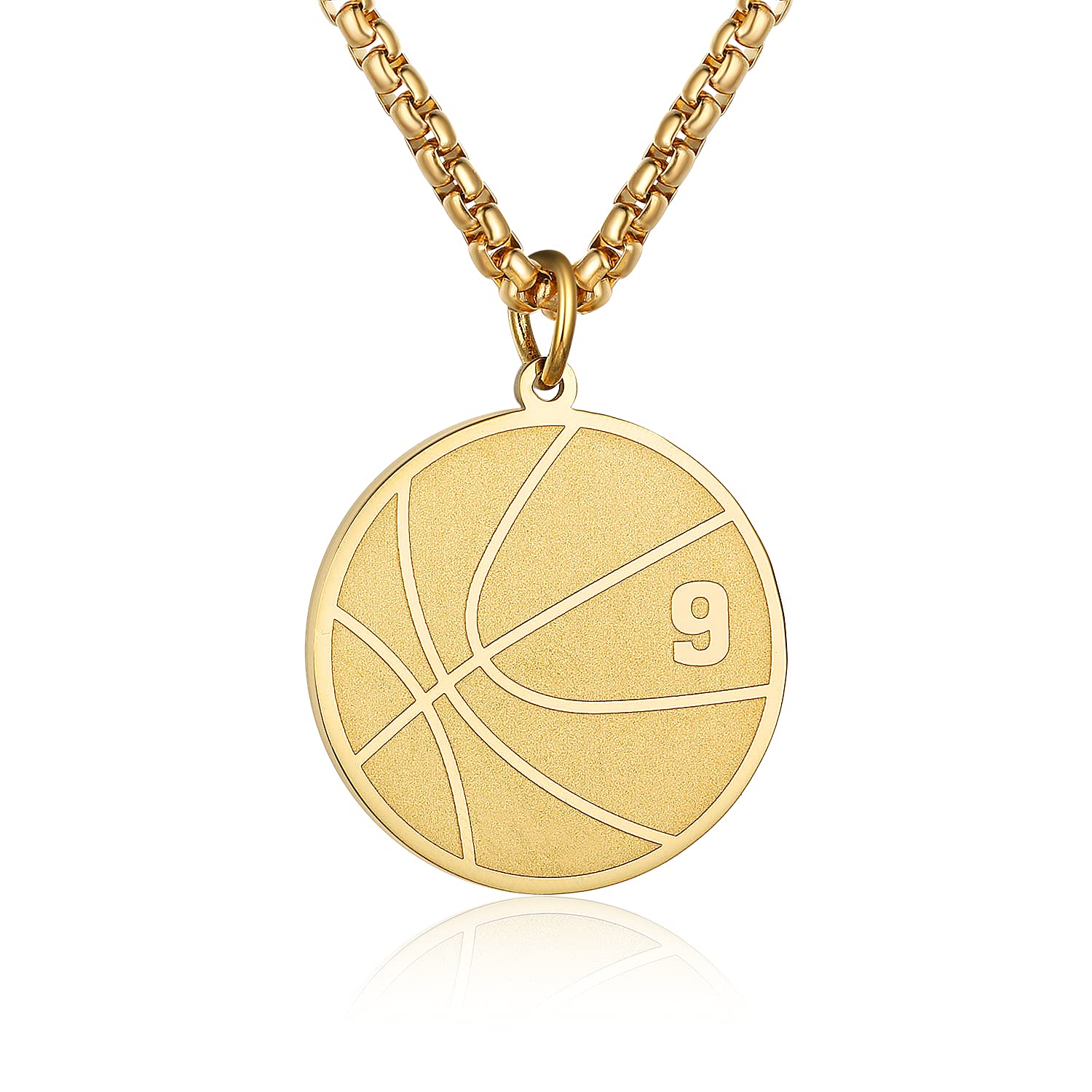 Susook Basketball Number Necklace for Boys Gold Stainless Steel Basketball Pendant Sport Jewelry Gifts for Men