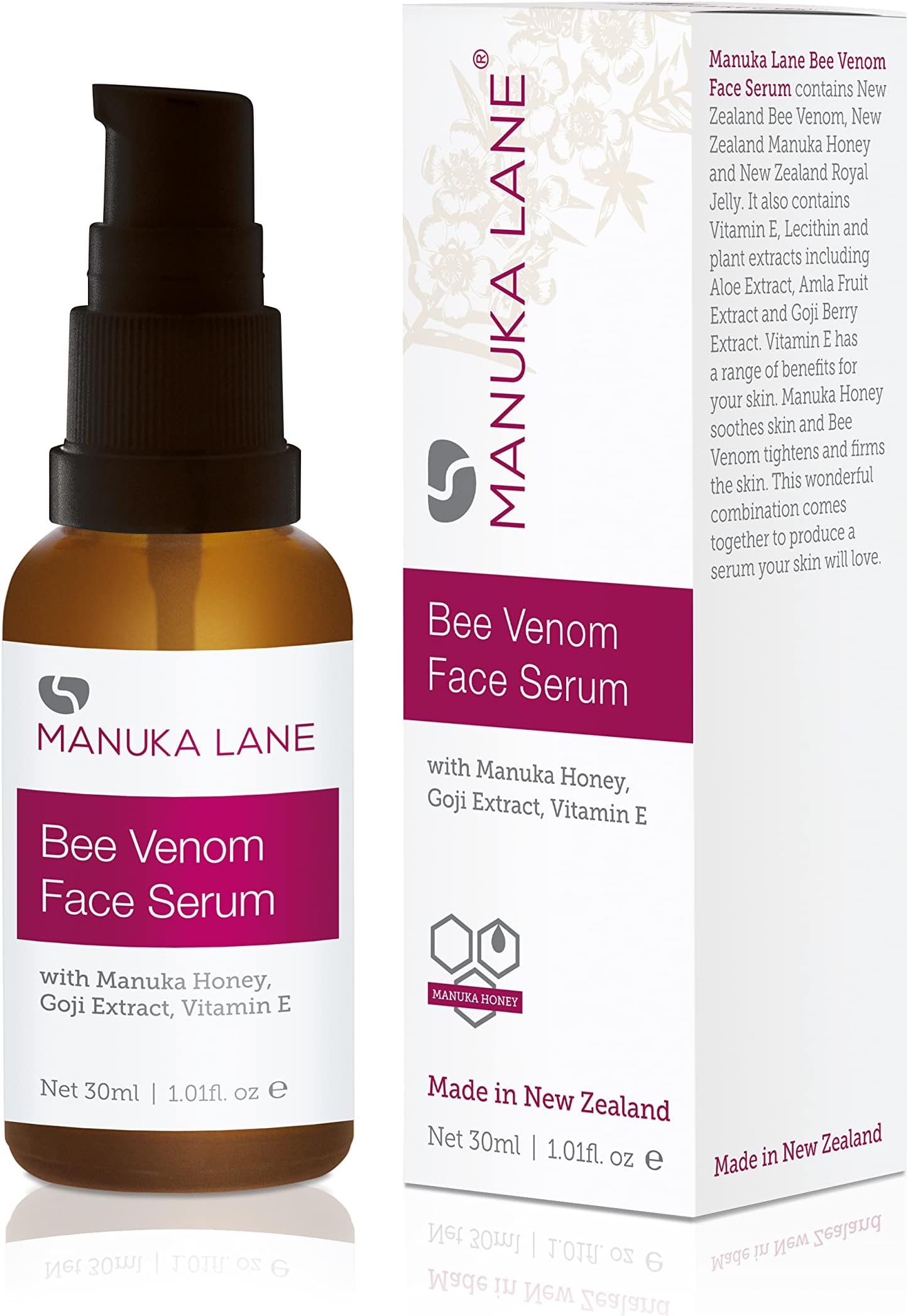 Bee Venom Face Serum for Face and Neck with Manuka Honey, Goji Extract and Vitamin E | Plant Based Formula | Carefully formulated to keep your skin young and healthy!