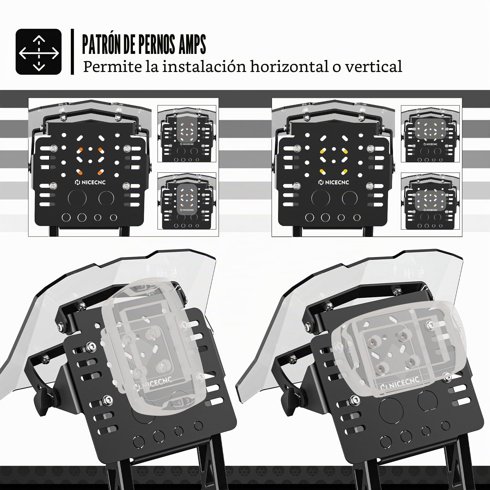 NICECNC Kit de carenado de Soporte GPS Negro Compatible with EXC/EXC-F/SX/SXF/XC125-530 2004-2024 Compatible with TC/FC/TX/FX 125-501 2014-2024, Ver Ajuste