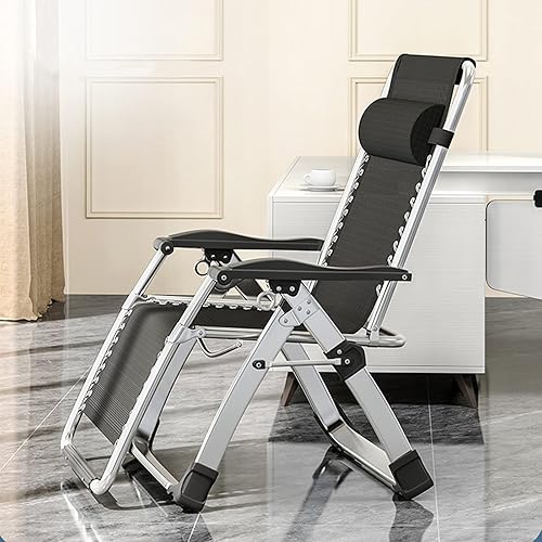 Miniatura 3 de MOPHOTO Cómoda silla plegable para sala de estar, silla reclinable plegable con colchón para interiores y exteriores, silla de ocio, sillas