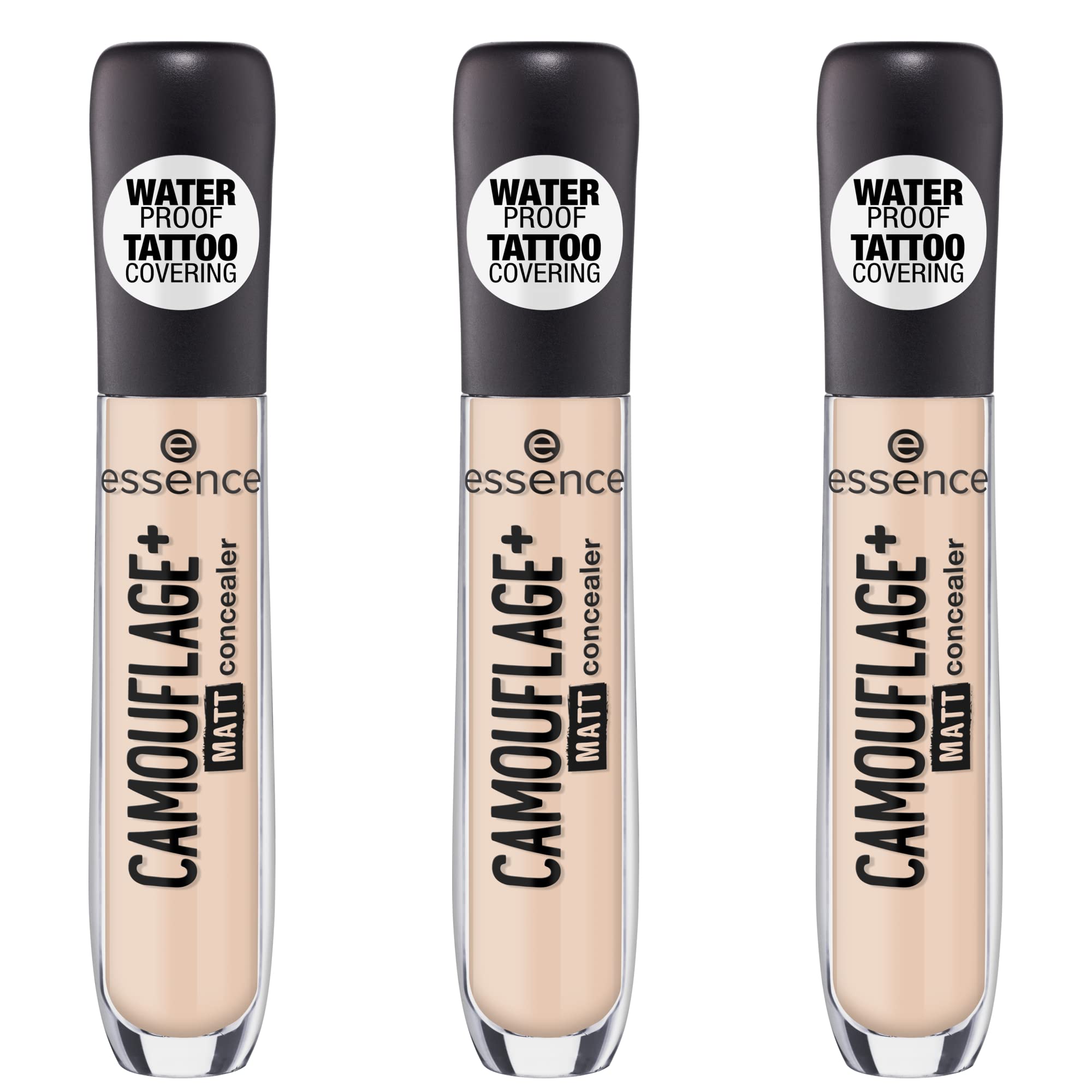 Essence CamoUFLAGE+ MATT Concealer, matita correttiva, copertura per tatuaggi, nº 23, arena calda, nude, opaco, senza olio, resistente all'acqua, senza alcool, 3 unità (3 x 5 ml)