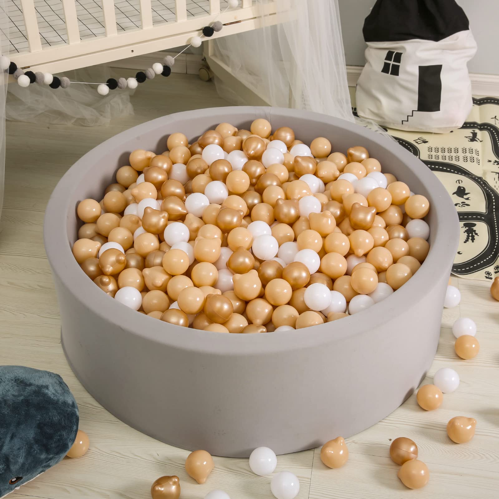 GOGOSO Ball Pit Balls 2.2 Inch - 170 Pack, Non-Toxic Plastic Balls For Kids Play Tent, Pool, Sensory Play (Blue/White)
