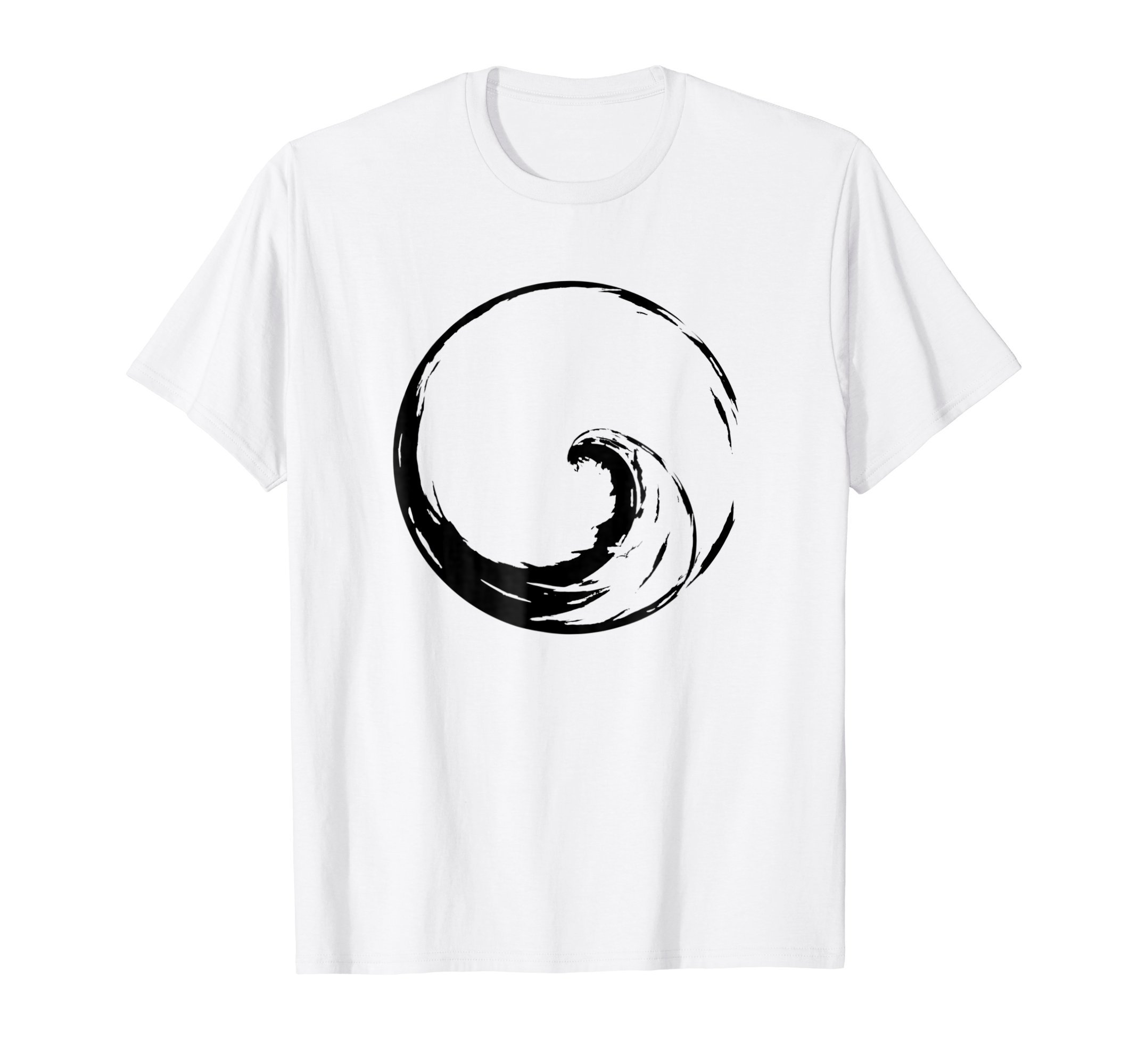 Zen Ocean Waves Yin Yang T-ShirtsPeace Wave in Enso Circle - Buddhist Zen Calligraphy Shirt T-ShirtOEKO-TEX STANDARD 100