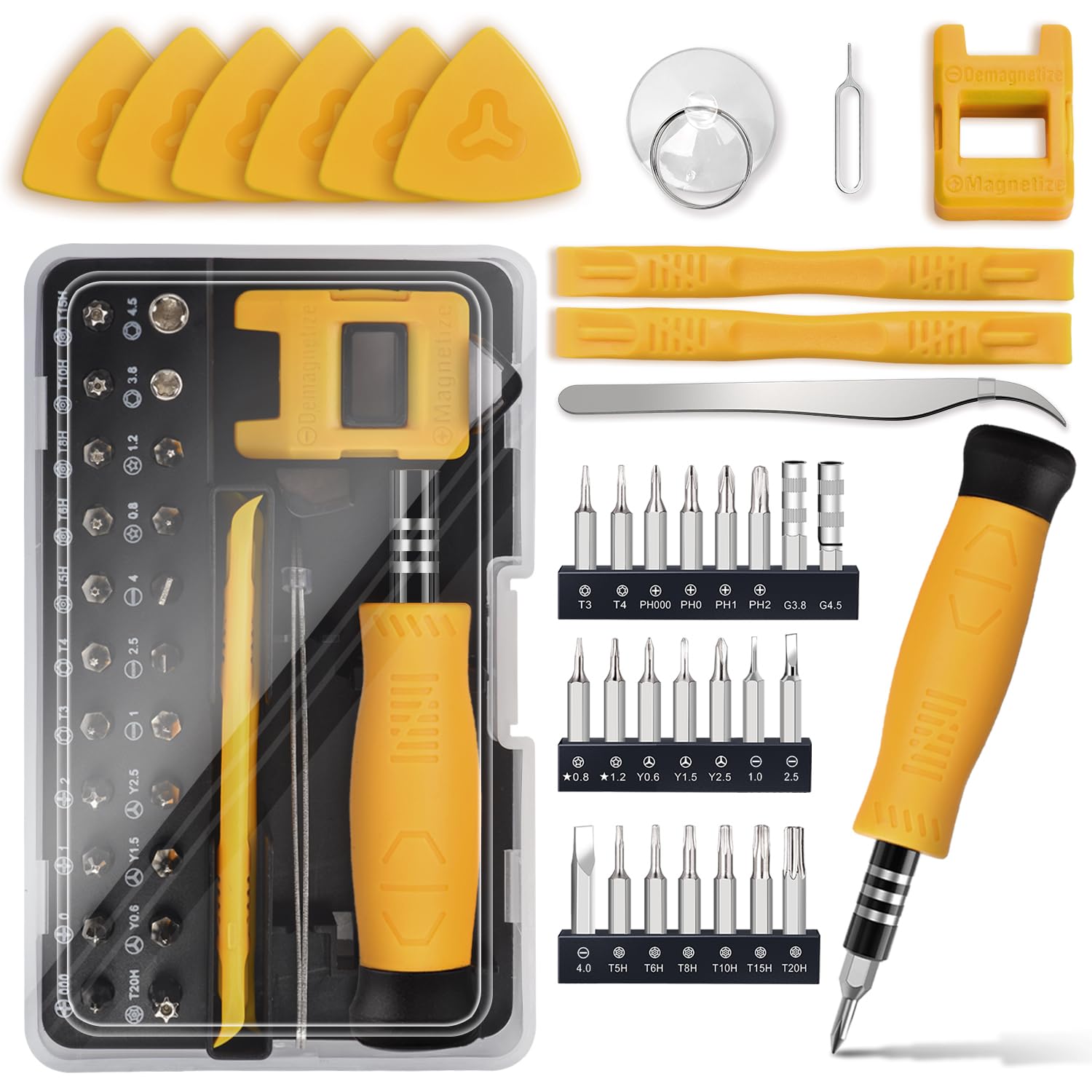 SHOWPIN Mini Precision Screwdriver Set: Electronics Repair Tool Kit for Computer Laptop Nintendo Phone PS4 with 35PCS Bits T5 T6 T8 T10 T15 Torx Y00 Tri-wing for Beginner IT DIY