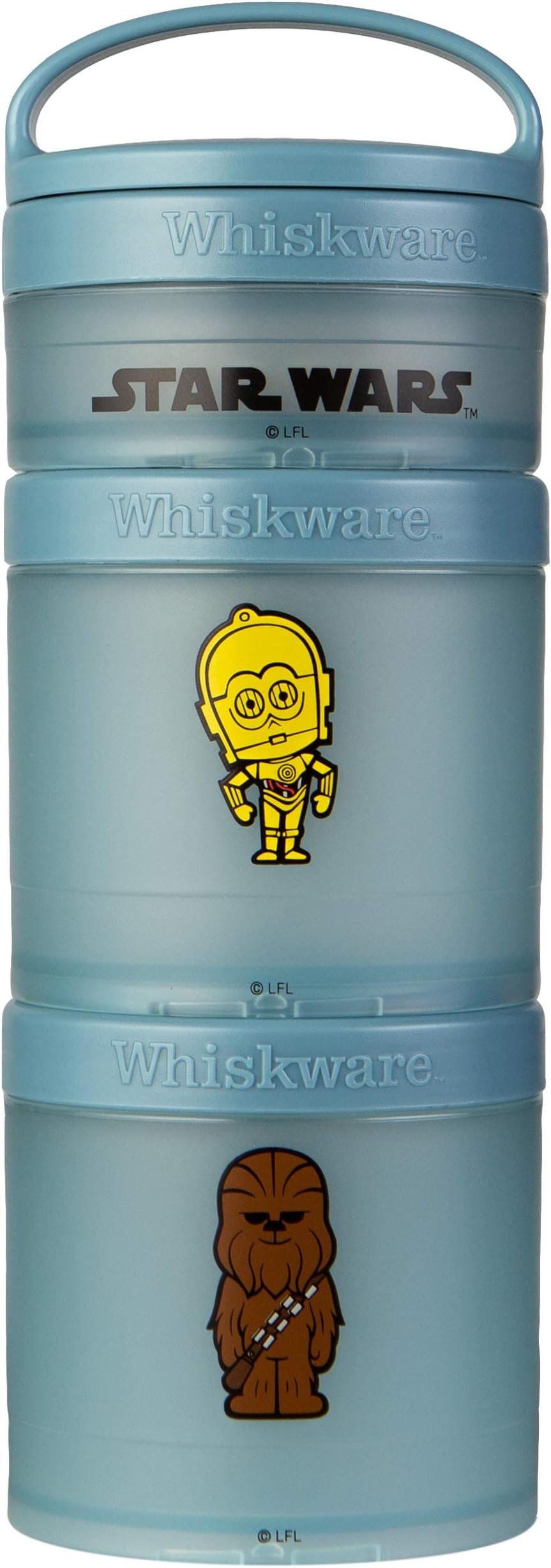 Whiskware Star Wars Stackable Snack Containers for Kids and Toddlers, 3 Stackable Snack Cups for School and Travel, C-3PO and Chewbacca
