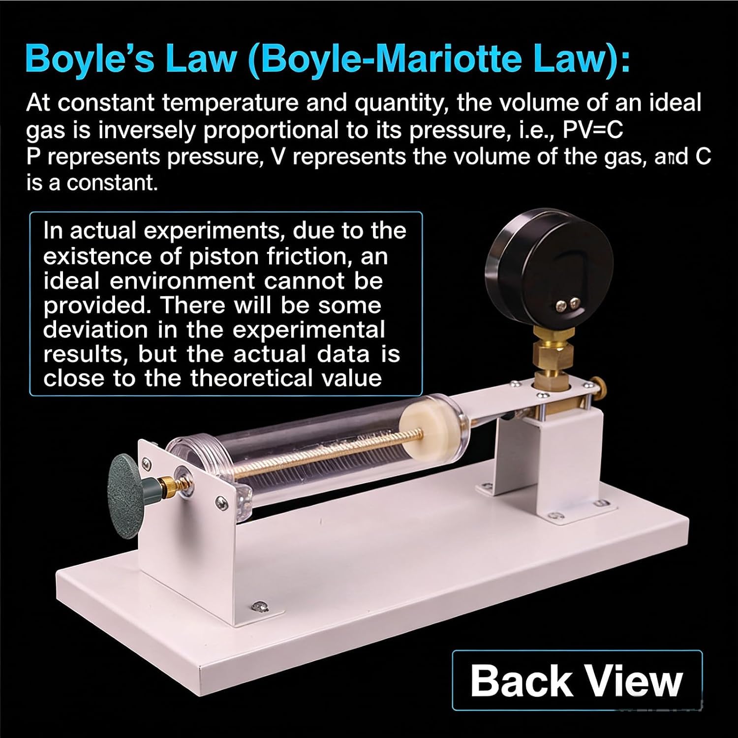 Dimostratore Della Legge Di Boyle, Kit Professionale Per Esperimenti Sulla Legge Di Boyle, Apparato Sperimentale Per La Dimostrazione Della Relazione Pressione-volume Dei Gas.