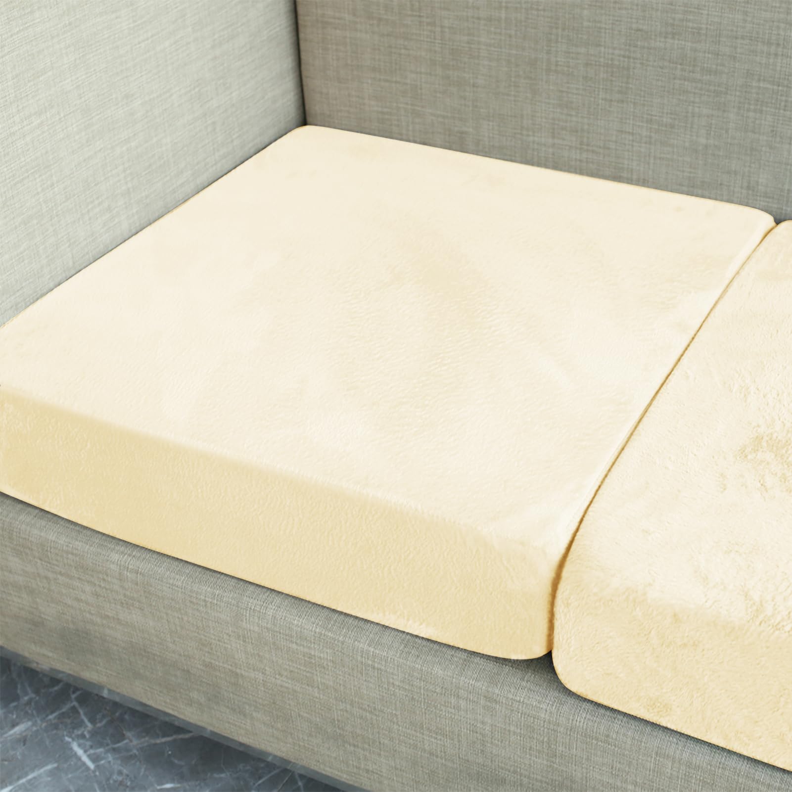 Teynewer Sofa Seat Cushion Cover, Sofa Cushion Slipcovers Stretch Velvet - Image 4