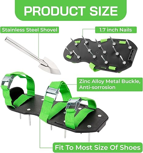 Miniatura 4 de Zapatos aireadores de césped  Aeartor de césped con pala de acero inoxidable  Zapatos de césped con punta de césped con gancho de metal con 3