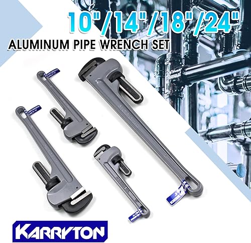 Miniatura 14 de Llave de tubo de aluminio de 10 pulgadas, 1-5/8 pulgadas/1.614 in ajustable Cr-Mo apertura de mandíbula llaves de fontanería de mango recto