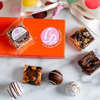 Brownie Points Baby Brownies and Bruffles, All Individually Wrapped, 4 Baby Brownies and 3 Brownie Bruffles Fine and Fresh Ingredients, Gift Boxed, Fudge Chocolate Brownies, Gourmet Sweet Desserts