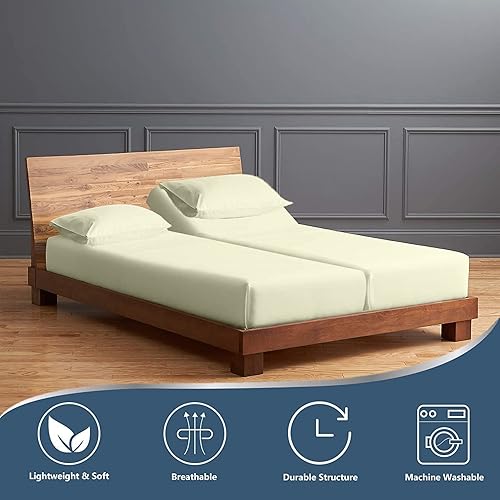 Vista 3 de Juego de sábanas divididas tamaño Queen ajustable, bolsillo extra profundo de 28 pulgadas, 800 hilos, 100% algodón egipcio