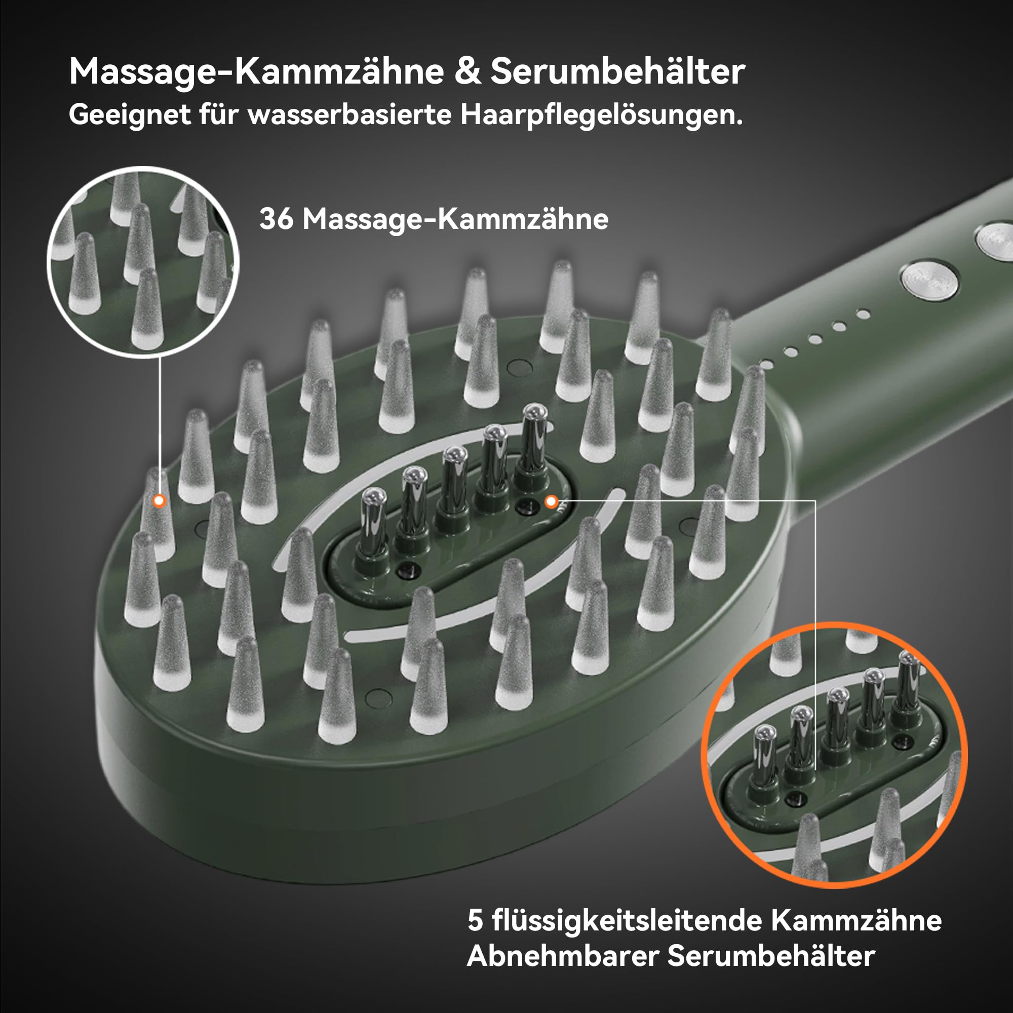 Elektrische Kopfhautmassagebürste Kopfmassagegerätmit Rot-Blau-Licht, 5 Vibrationsstufen, Silikonzähne, USB Aufladung Massagekamm für Kopfhautpflege & Haarentspannung