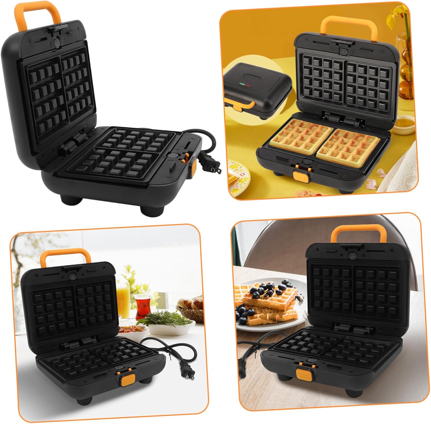 1set Mini Waffle Maker Machine Non-stick Waffle Maker for Breakfast Versatile Household Kitchen Tool Us Plug Sandwiches and More