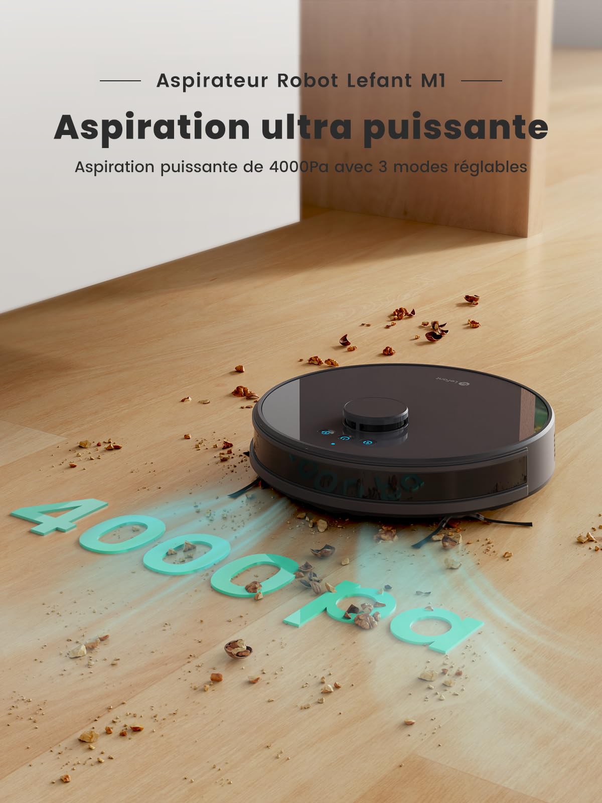 Lefant Robot Aspirateur Laveur 5500Pa Aspiration, Navigation LiDAR, Cartographie Multi-étage, Zones Virtuelles, Aspirateur Robot Connecté Alexa/APP/WiFi, Idéal pour Poils d'animaux Tapis Sols Durs