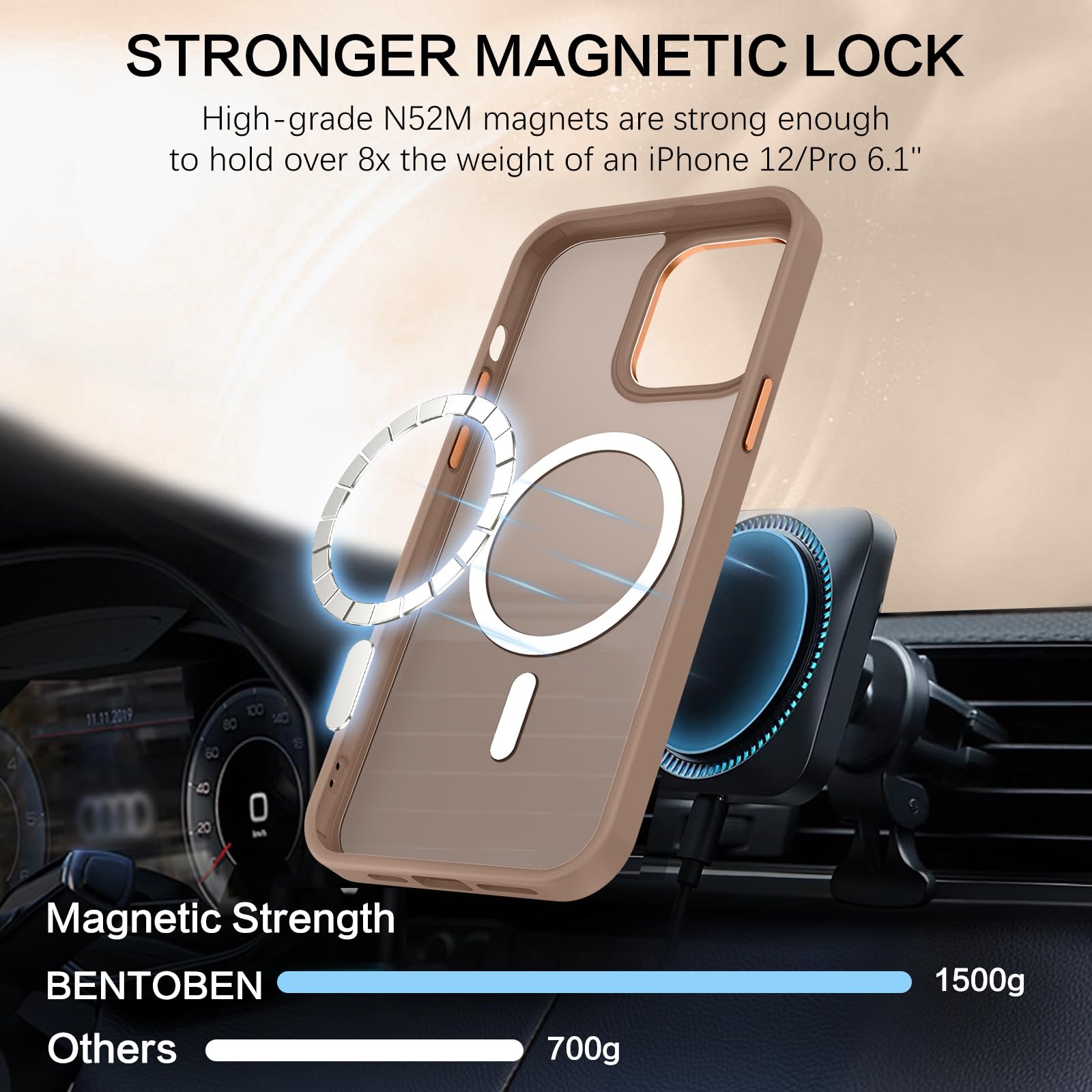 Slim Translucent Matte Magnetic Shockproof Protective Anti Slip Women Men Cover Case For IPhone 12/12 Pro, Hot Pink