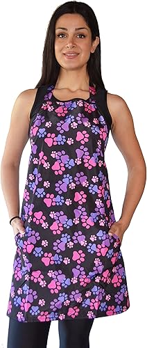 Ladybird Line Delantal impermeable para peluqueros de mascotas 614 con estampado de patas, color rosa y morado (talla única), Rosado Ladybird Line Delantal impermeable para peluqueros de mascotas 614 con estampado de patas, color rosa y morado (talla única), Rosado