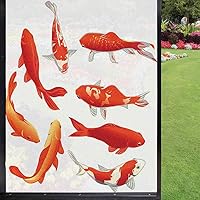 Vista 13 de Película esmerilada de colores hawaianos para ventana, privacidad, pintura tropical de un pájaro del paraíso flor sobre fondo liso, vidrio