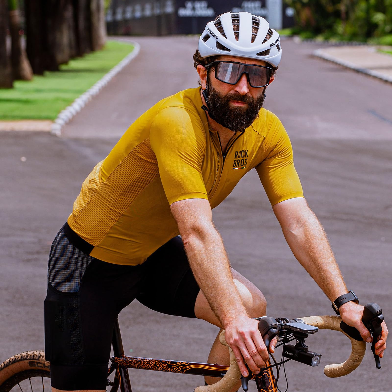 ROCKBROS Road to Sky Herren Radtrikot Kurzarm Schnelltrocknend Atmungsaktiv | Fahrradtrikot für Männer mit Taschen Reißverschluss, Fahrradbekleidung für MTB Rennrad Fitness Laufen